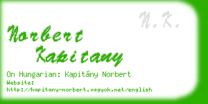 norbert kapitany business card